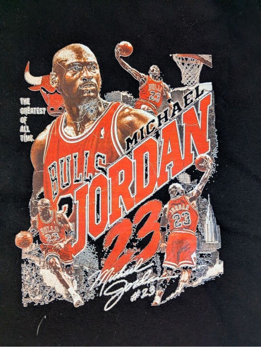 Vintage Michael Jordan Chicago Bulls Rap Tee T-Shirt 23 GOAT Black Mens 2XL
